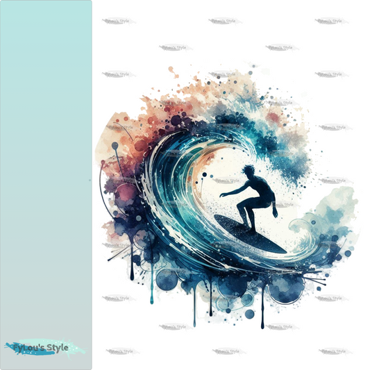 Bügelbild Watercolor Surfer#3 Fylou's Style