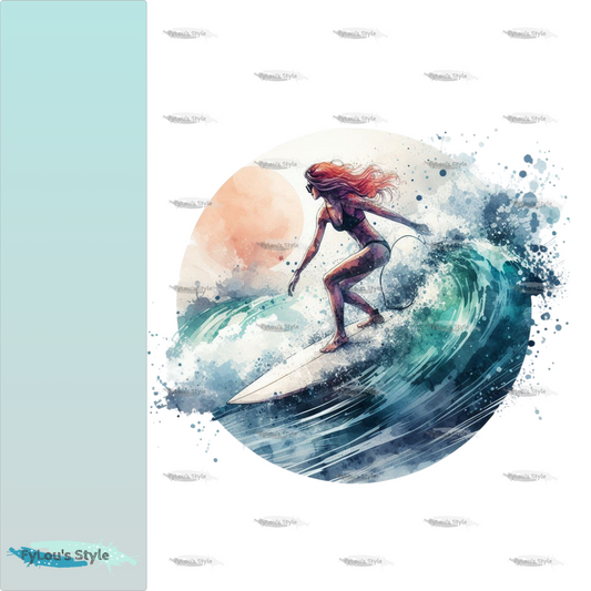 Bügelbild Watercolor Surferin #1 Fylou's Style