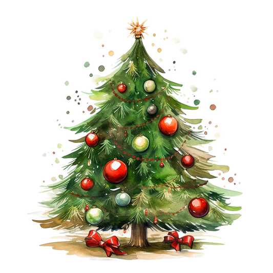 Bügelbild Watercolor Weihnachtsbaum #1