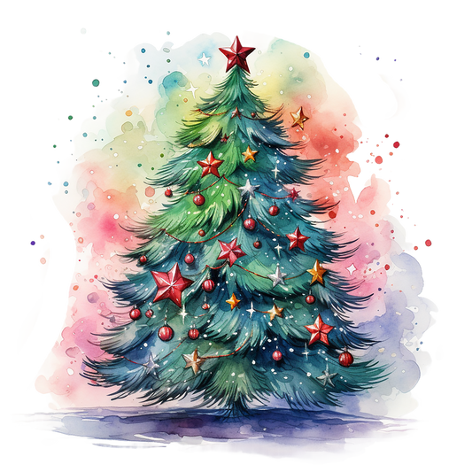 Bügelbild Watercolor Weihnachtsbaum #4