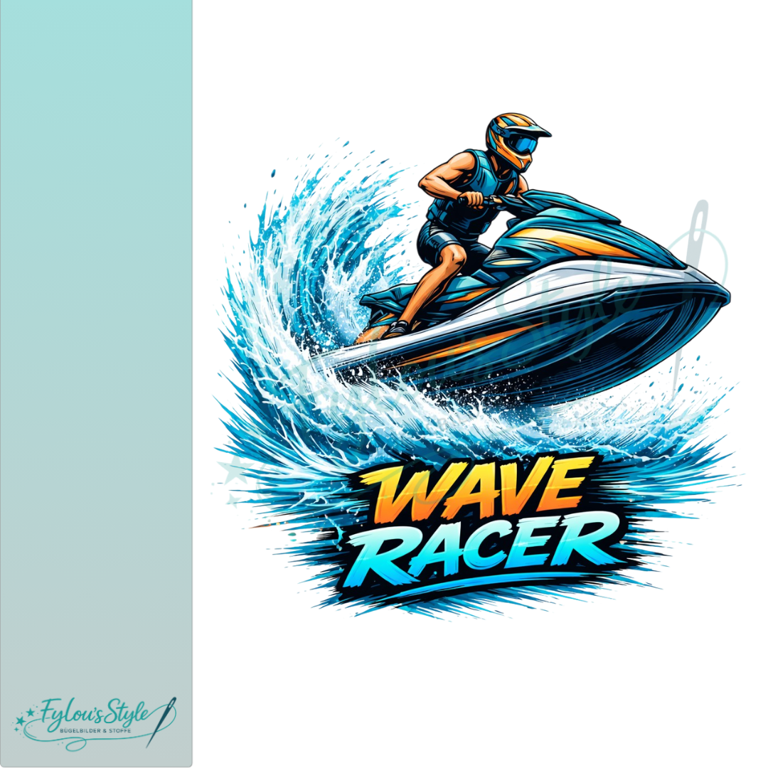 Bügelbild Wave Racer mit/ohne Text