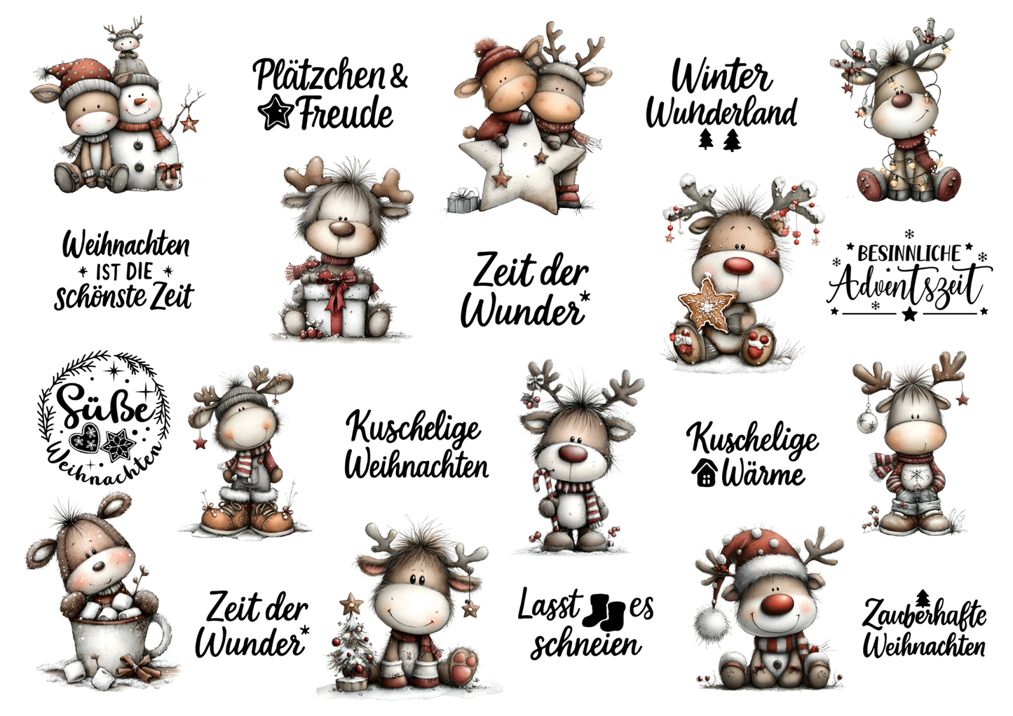 Rub on DinA4 Elch Weihnachten sprüche