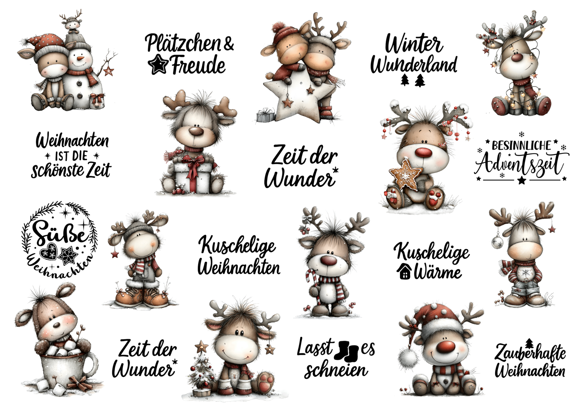 Rub on DinA4 Elch Weihnachten sprüche