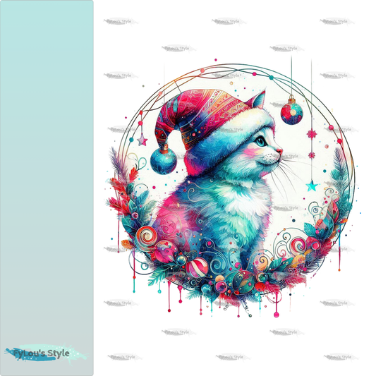 Bügelbild Weihnachts Katze #1