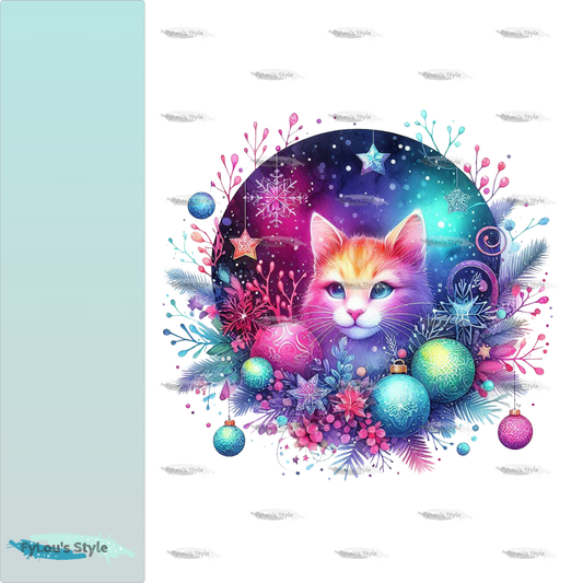 Bügelbild Weihnachts Katze #2