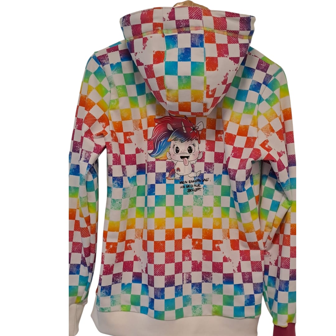 Bio French Terry "Kachel Magie"  Regenbogen Weiß Überbreite