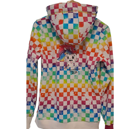 Bio French Terry "Kachel Magie"  Regenbogen Weiß Überbreite
