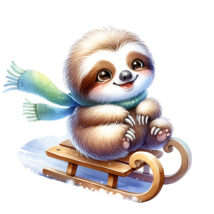 Iron-on image of a fox doing sports in winter