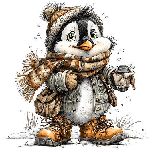 Bügelbild Winter Pinguin mit Stiefel  #1