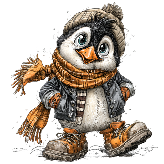 Bügelbild Winter Pinguin mit Stiefel  #2