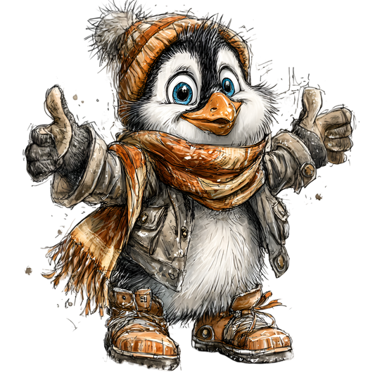 Bügelbild Winter Pinguin mit Stiefel  #3