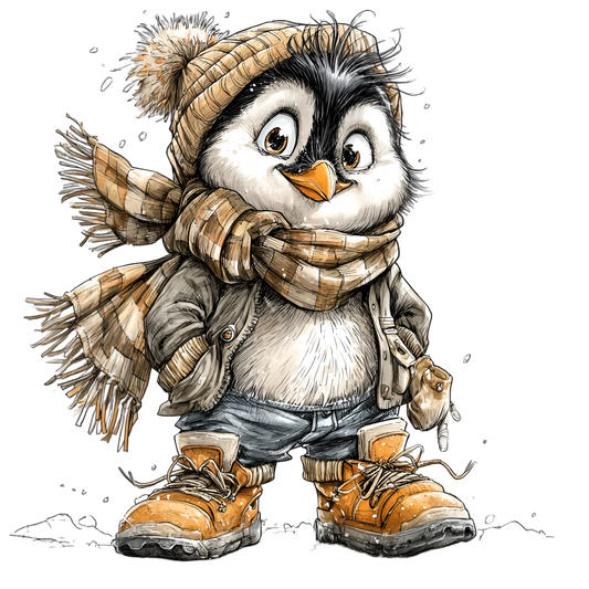 Bügelbild Winter Pinguin mit Stiefel  #4