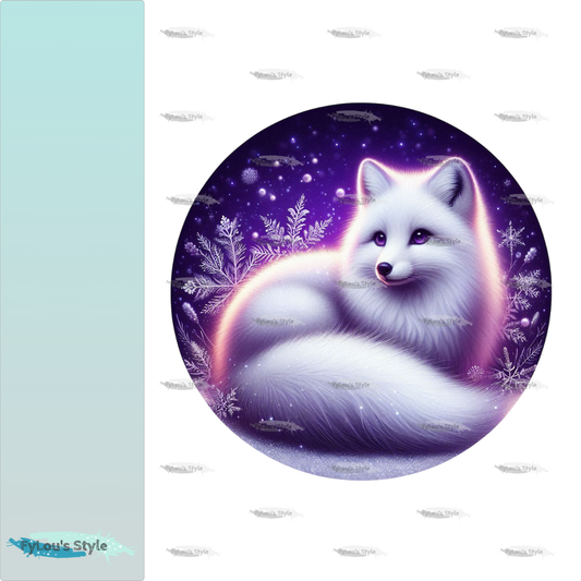 Bügelbild Winter Wonderland Polarfuchs Lila