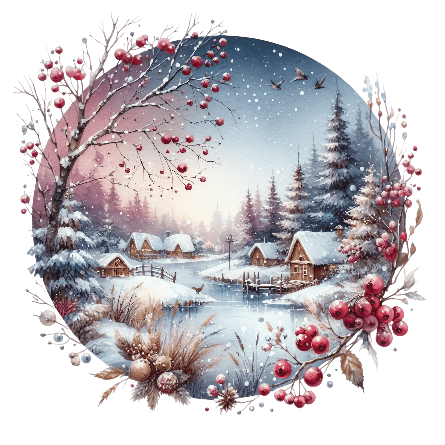 Iron-on image of a fox doing sports in winter