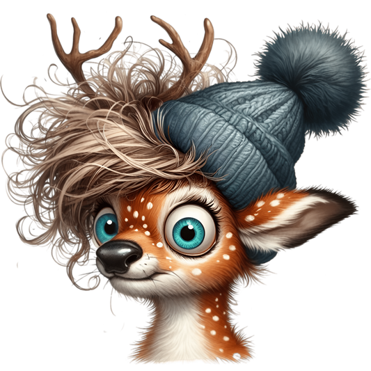 Bügelbild Reh mit Mütze #13