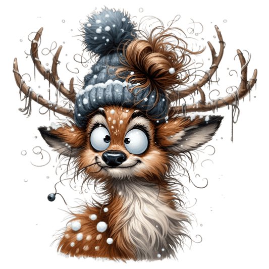 Bügelbild Reh mit Mütze #3