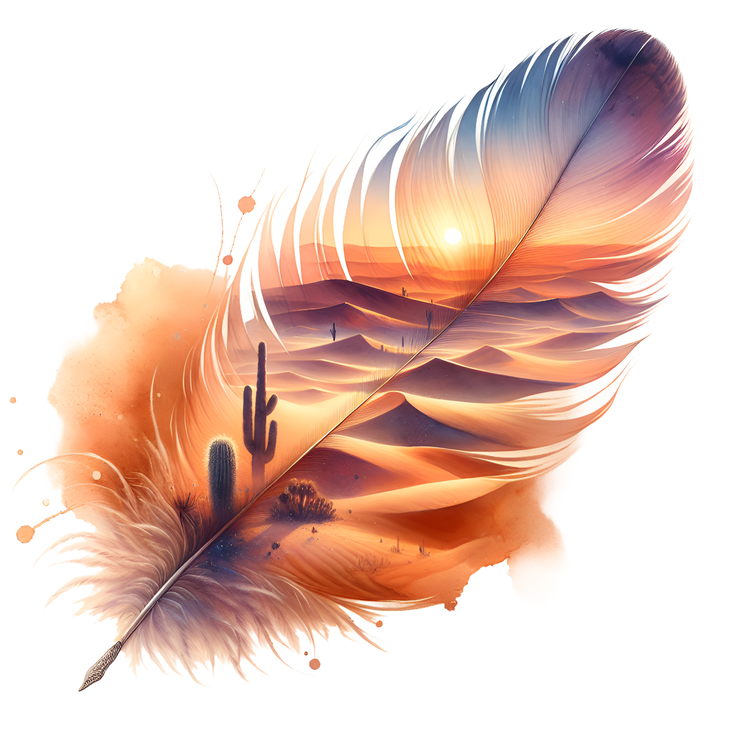 Bügelbild Wüste Feder