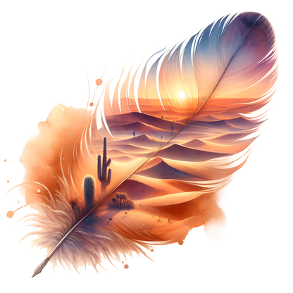 Bügelbild Wüste Feder