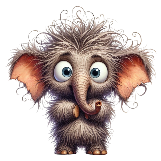 Bügelbild Zerzauster kleiner Elefant