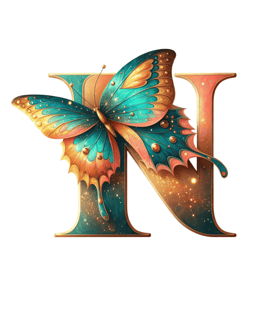 Iron-on Letter N Butterfly
