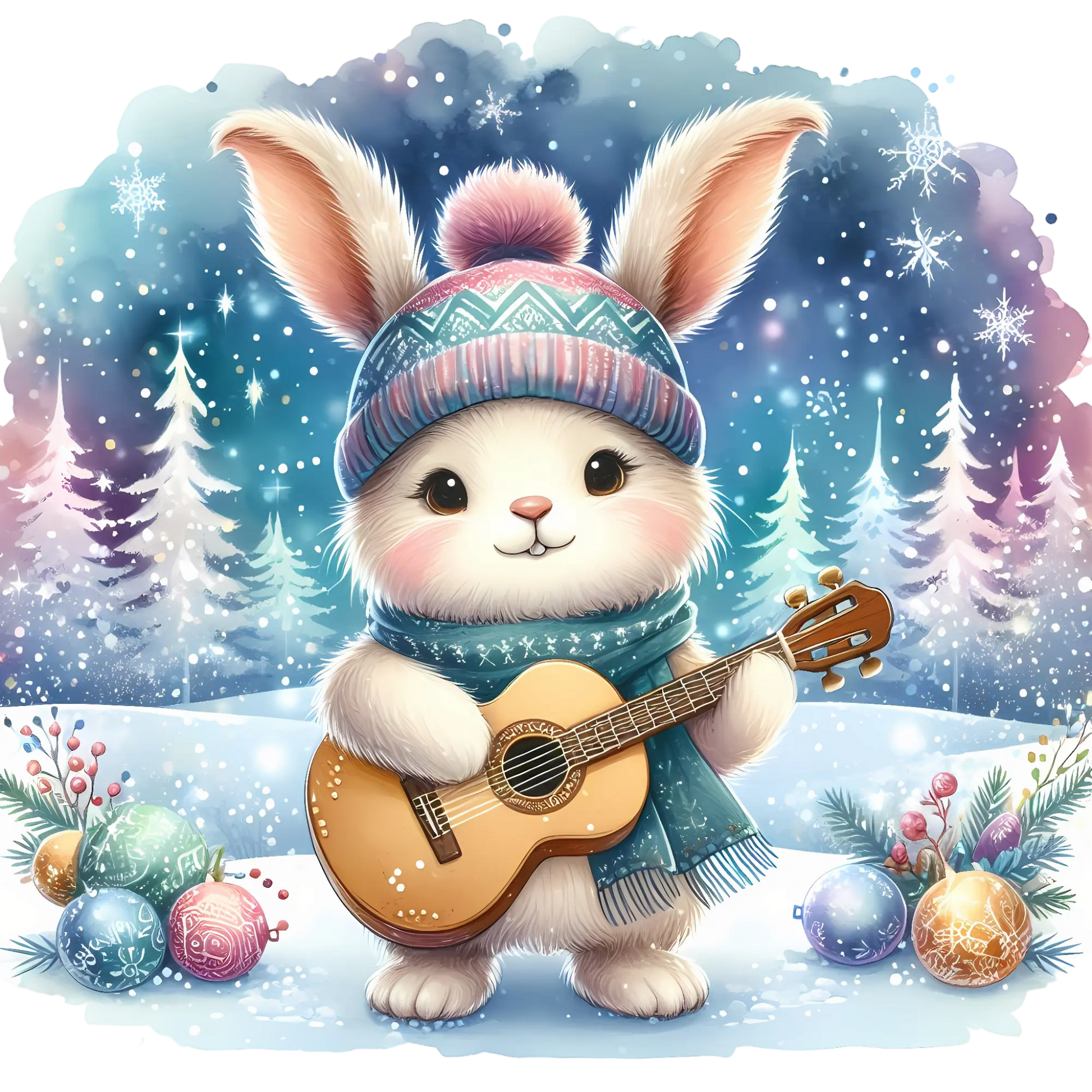 Bügelbild Winterhase spielt Gitarre - Fylou's Style
