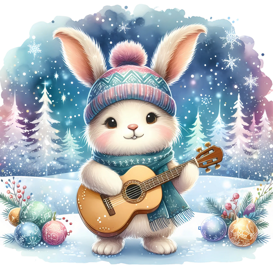 Bügelbild Winterhase spielt Gitarre - Fylou's Style