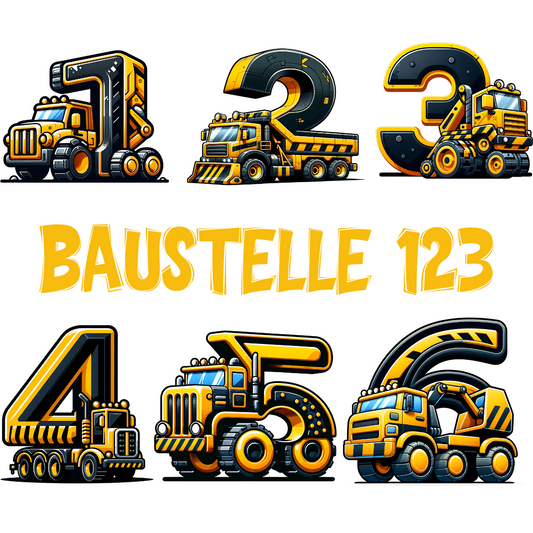 Bügelbild Baustelle Zahlen Fylou's Style