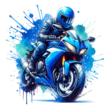 Bügelbild Motorrad Blau Fylou's Style