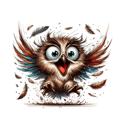 Bügelbild aufgeregte Eule