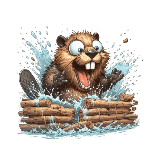 Bügelbild aufgeregter Biber