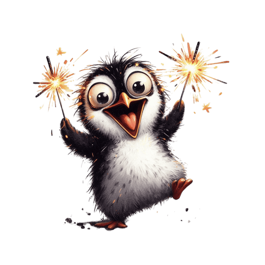Bügelbild aufgeregter Pinguin