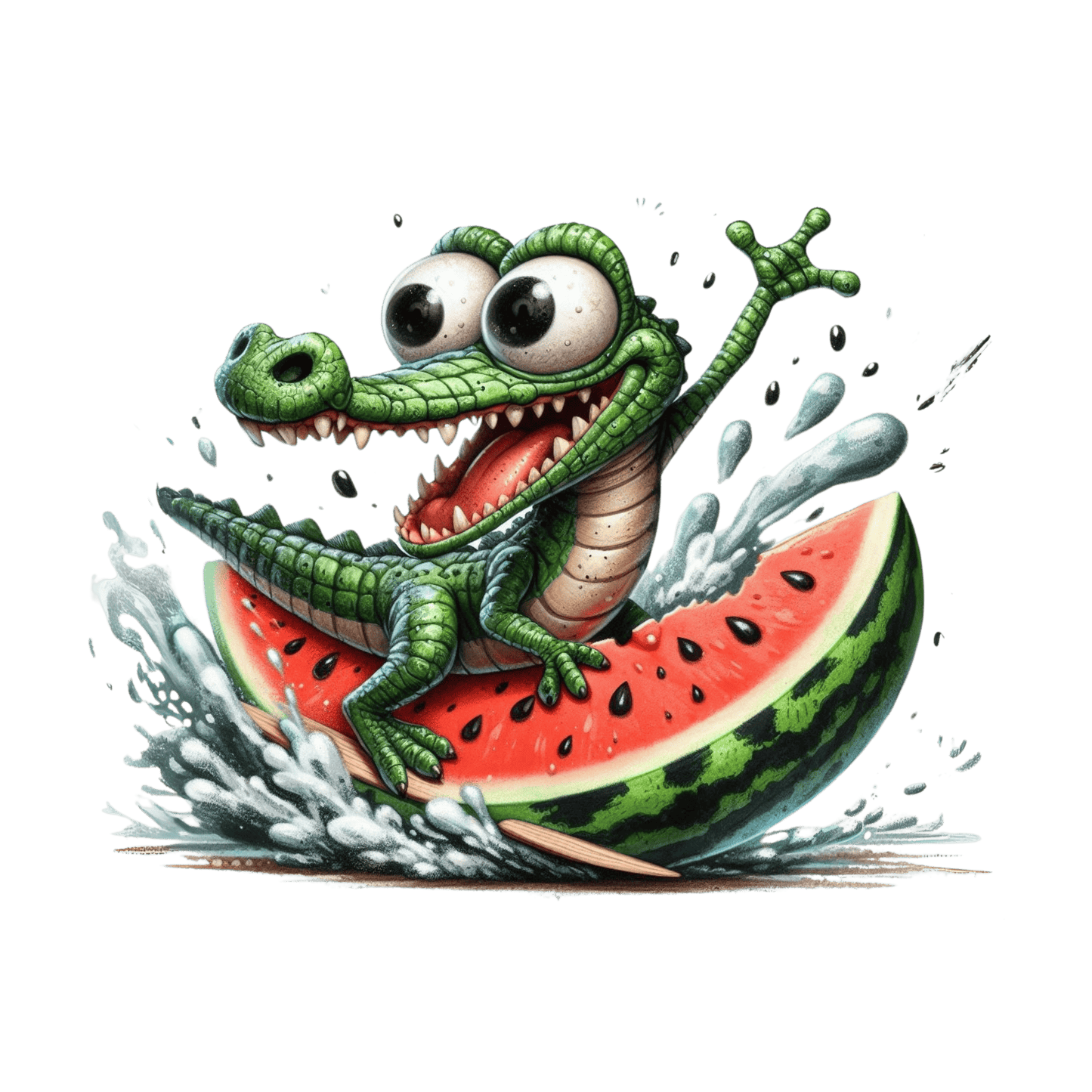 Bügelbild aufgeregtes Krokodil