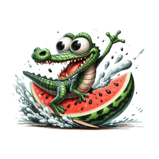 Bügelbild aufgeregtes Krokodil