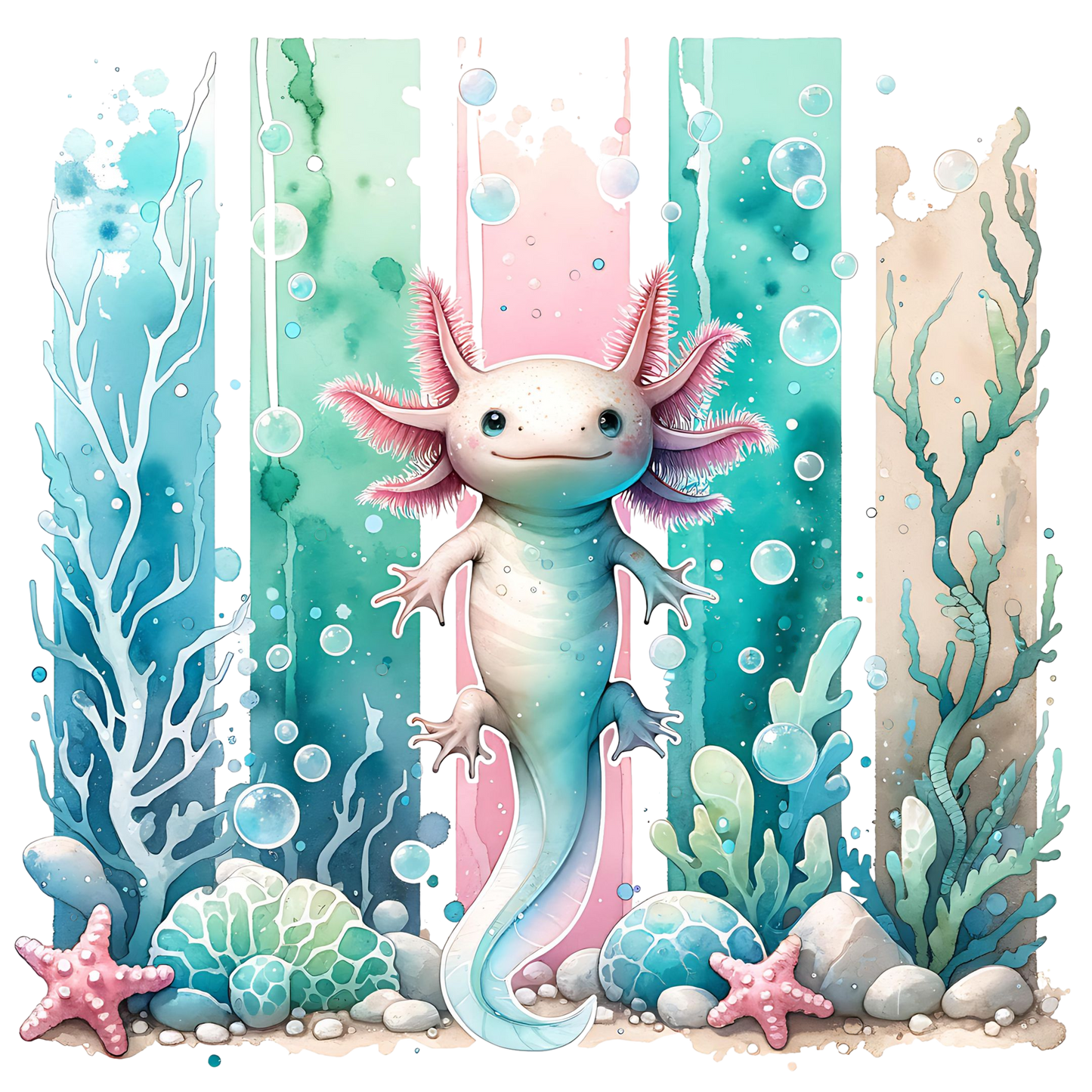 Bügelbild Streifen Motivwelt "Axolotl"