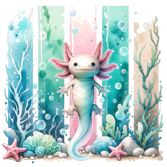 Bügelbild Streifen Motivwelt "Axolotl"