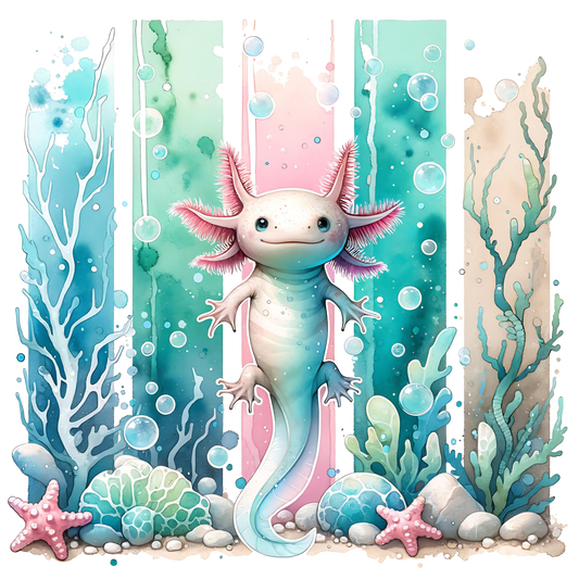 Bügelbild Streifen Motivwelt "Axolotl"