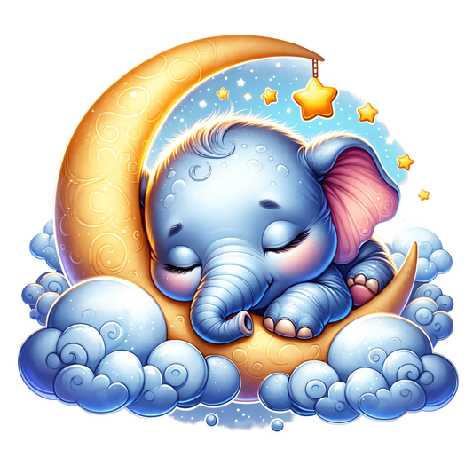 Bügelbild schlafender Elefant auf dem Mond #2 - Fylou's Style