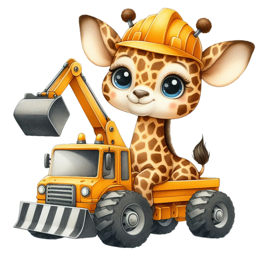 Bügelbild Giraffe Baustelle #5