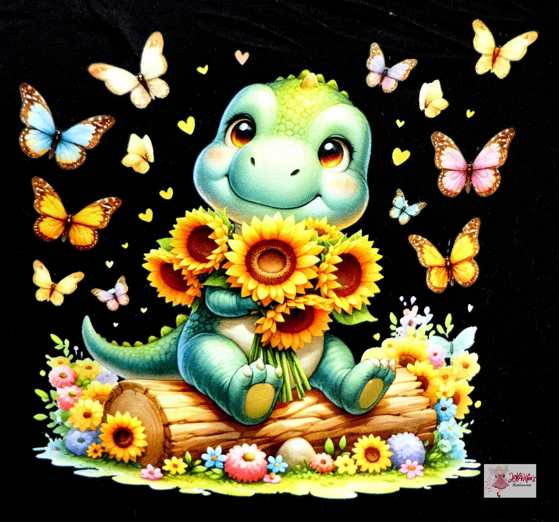 Bügelbild  Sonnenblumen Dinosaurier #13 Fylou's Style