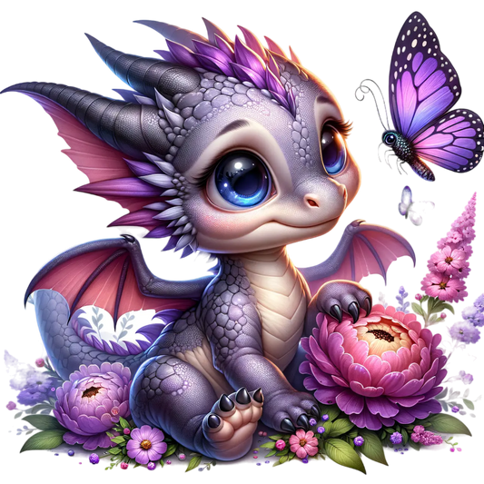 Bügelbild Drache  mit Schmetterling #2 Fylou's Style