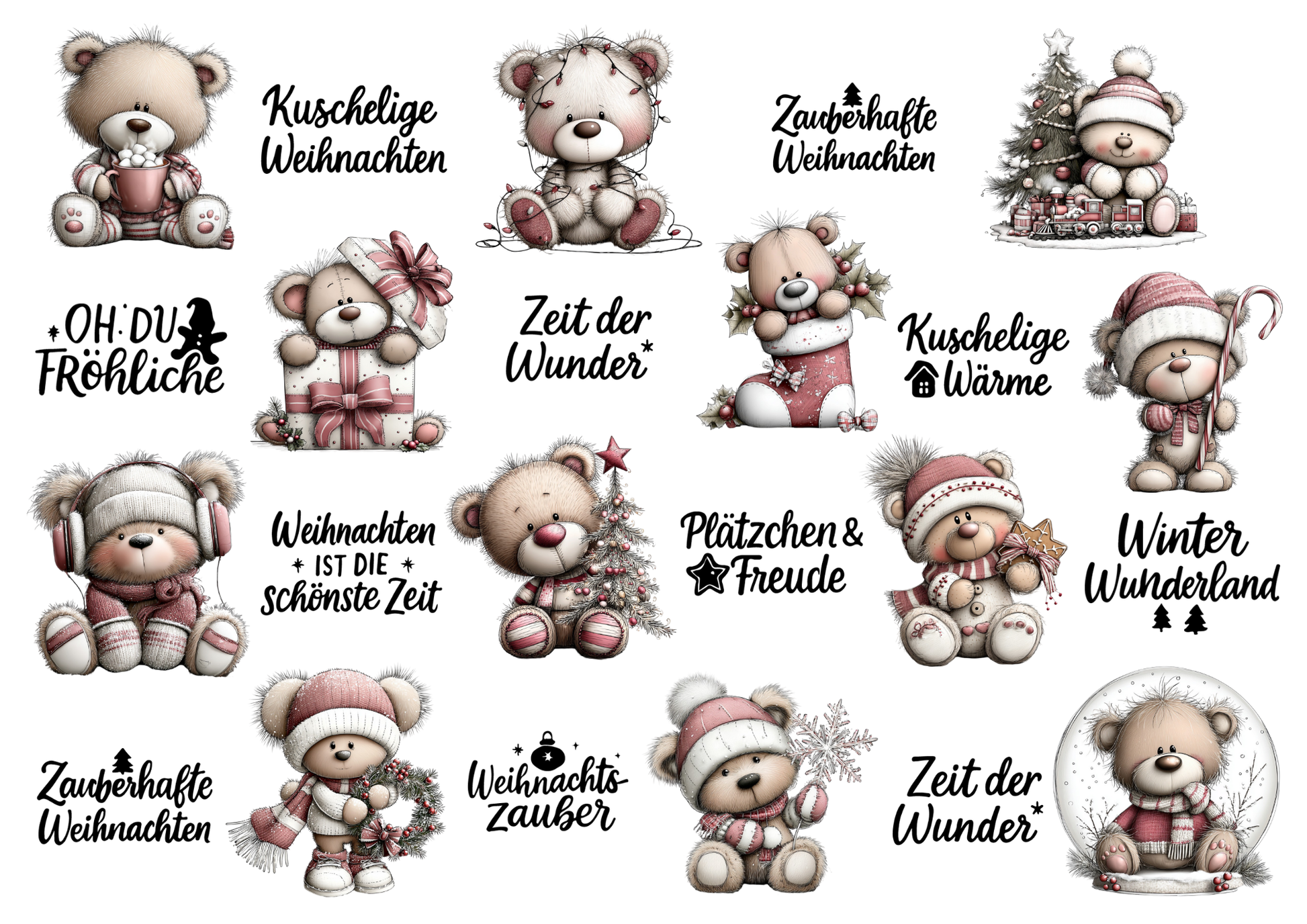 Rub On A4 Bär, Weihnachten Winter