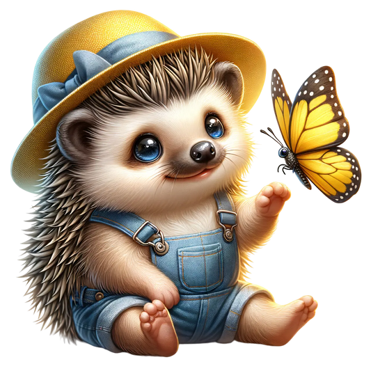 Bügelbild Igel  mit Schmetterling #1 Fylou's Style