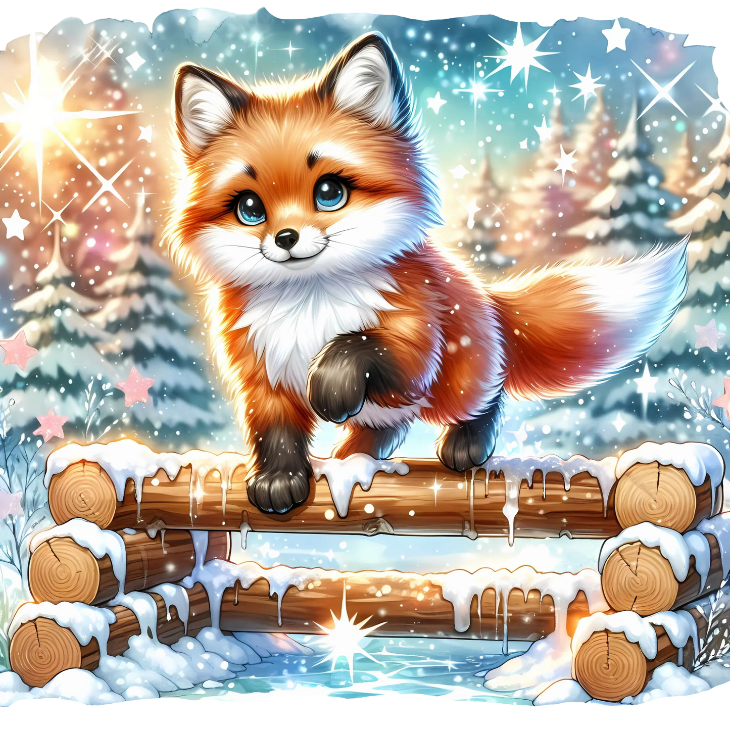 Bügelbild Fuchs beim Sport im Winter - Fylou's Style