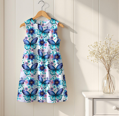 Vorbestellung Bio Jersey "Blau Türkise Schmetterlinge" Überbreite