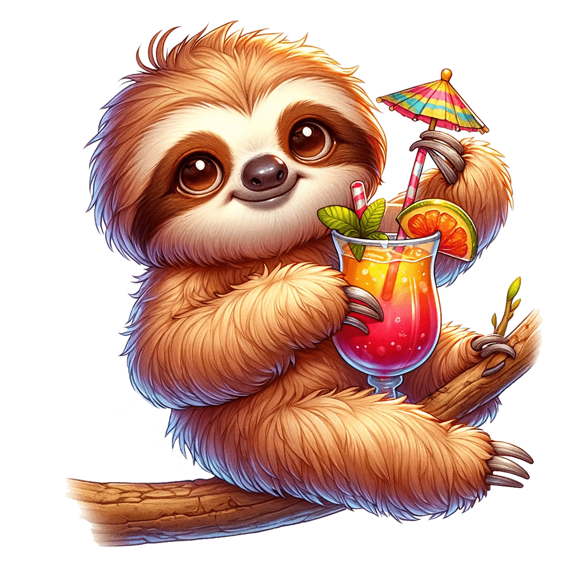 Bügelbild Faultier mit Cocktail - Fylou's Style