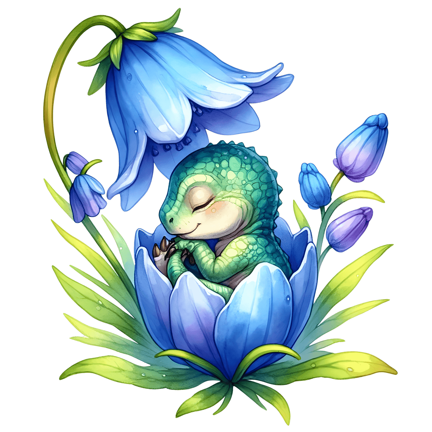 Iron-on image baby dinosaurs in flowers #25