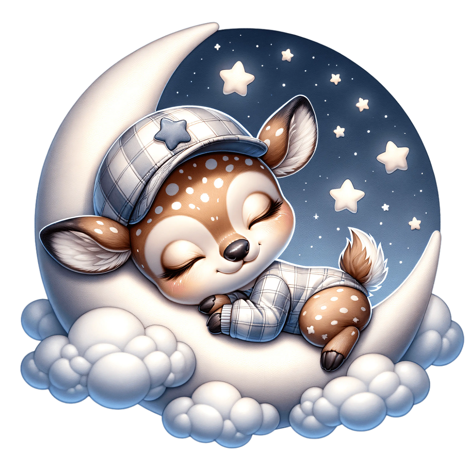 Bügelbild schlafendes Reh  auf dem Mond #1 - Fylou's Style