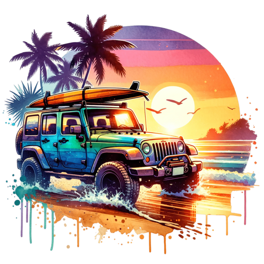 Bügelbild Jeep am Strand #4 Fylou's Style