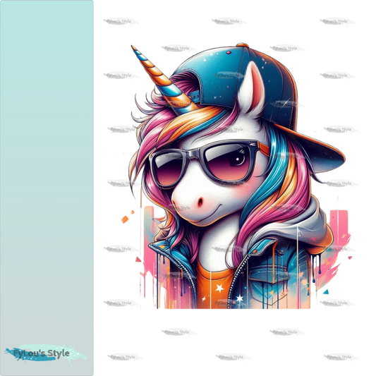 Bügelbild cool Einhorn Girl Fylou's Style