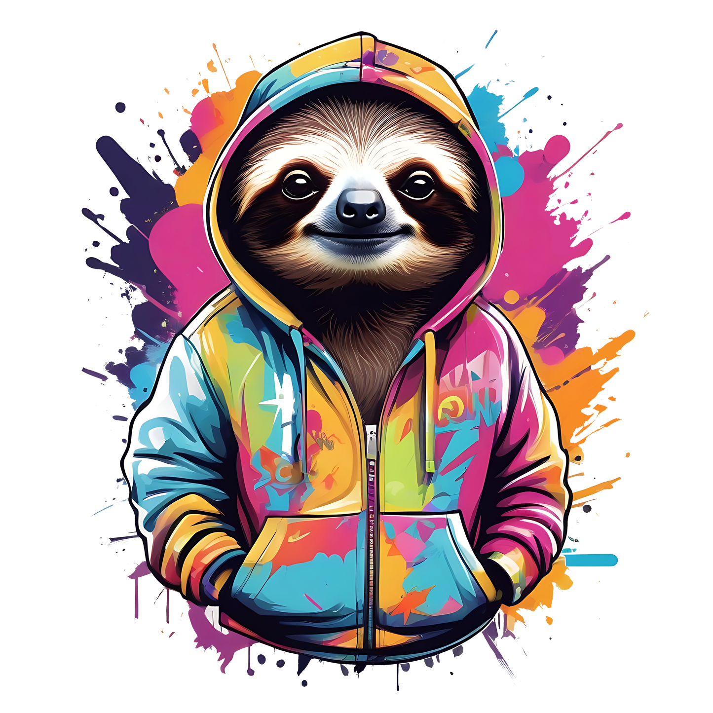 Iron-on Streetwear Sloth Colorful